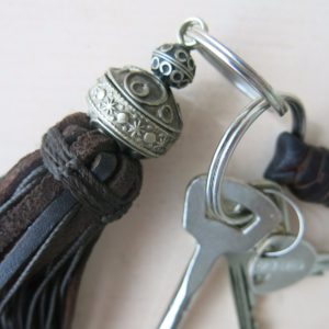 Schlüsselanhänger Leder-Pompon-1565