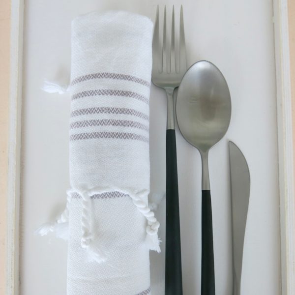 Baumwoll Gästetuch - weiß mit farbigen Streifen-0
