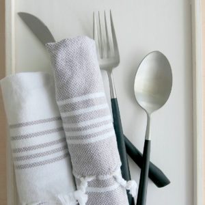 Baumwoll Gästetuch - weiß mit farbigen Streifen-4294