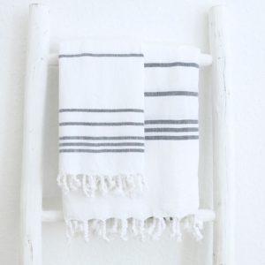 Baumwoll Hamamtuch - Set aus Badetuch und Handtuch - weisser Grund
