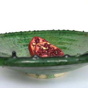 Flache Servierschale groß XXL - grüne Keramik Tamegroute
