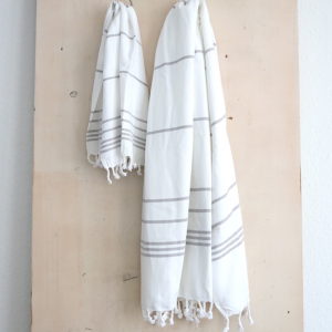 Baumwoll Hamamtuch - Set aus Badetuch und Handtuch - weisser Grund