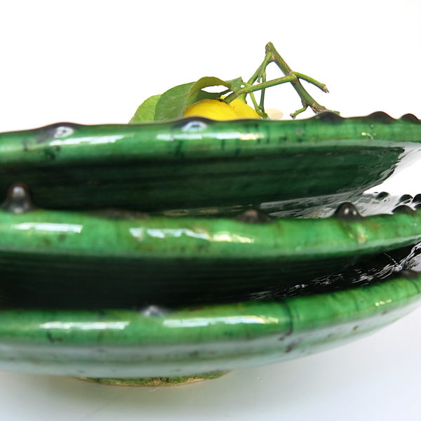 grüne Keramik Servierplatte
