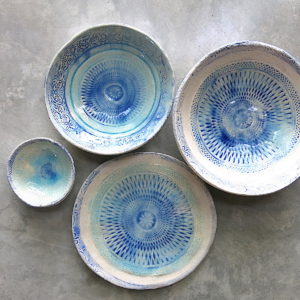 Handgemachte Keramik Schalen Mallorca - aqua farben