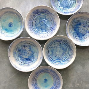Handgemachte Keramik Schalen Mallorca - aqua farben