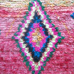 vintage 'Boucherouite' Teppich - Berber Marokko - Rot-Pink