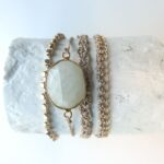 Gehäkeltes Armband mit Einzel Lünette Edelstein – Bild 5