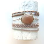 Gehäkeltes Armband mit Einzel Lünette Edelstein – Bild 3