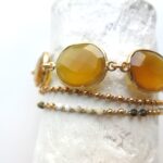 Häkel Armband im Edelstein Mix mit Gold – Bild 3