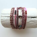 Häkel Armband mit feiner vergoldeter Kette mit Edelsteinen – Bild 2