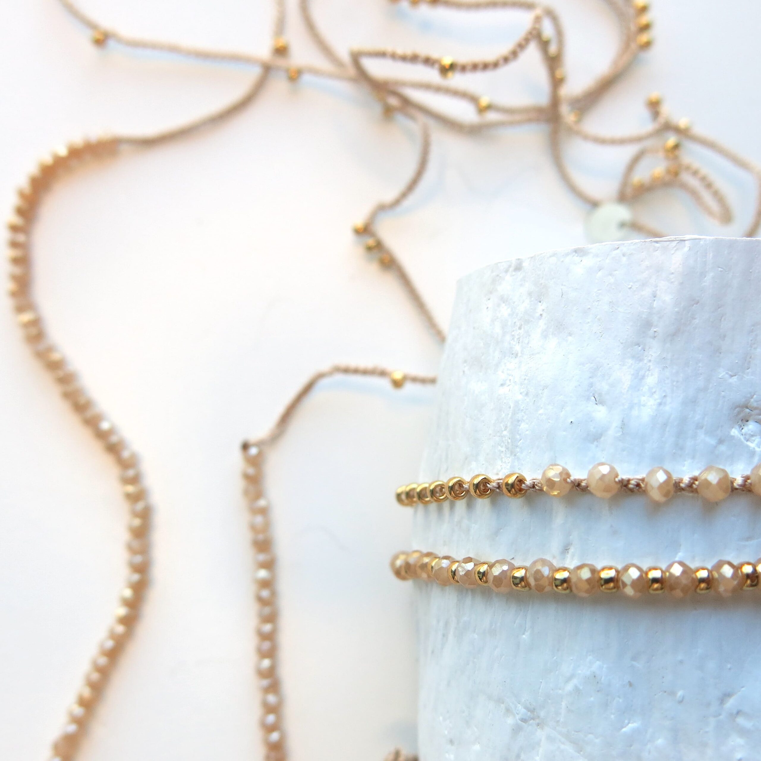 gehäkelte Kette CAROL - gold-3 gehäkelte Kette