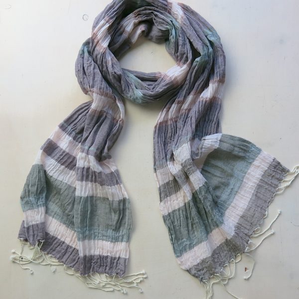 Schal aus feiner Baumwolle mit Streifen-0